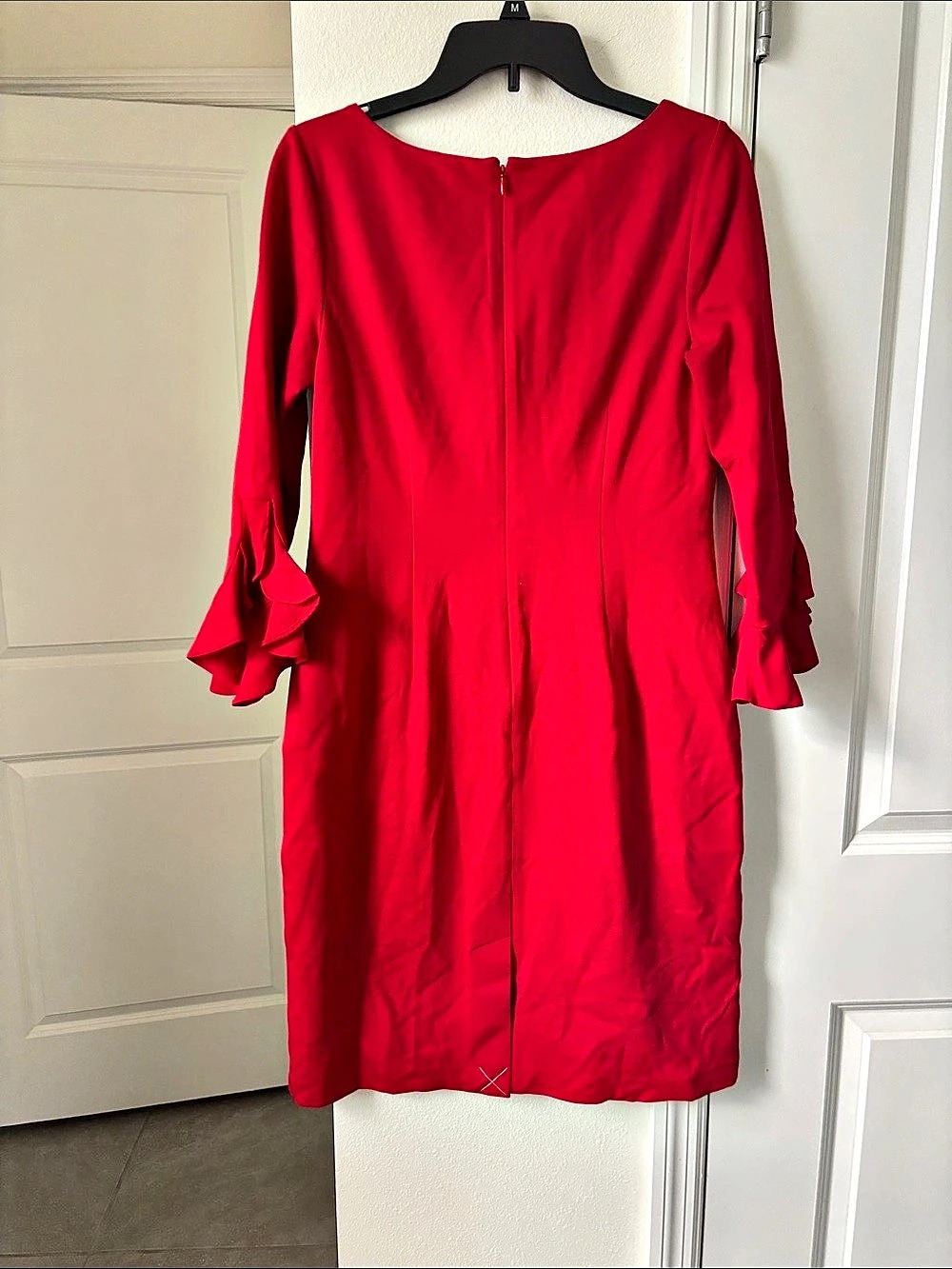 Talbots Red Ruffle Sleeve Midi Dress - Picture 4 of 6